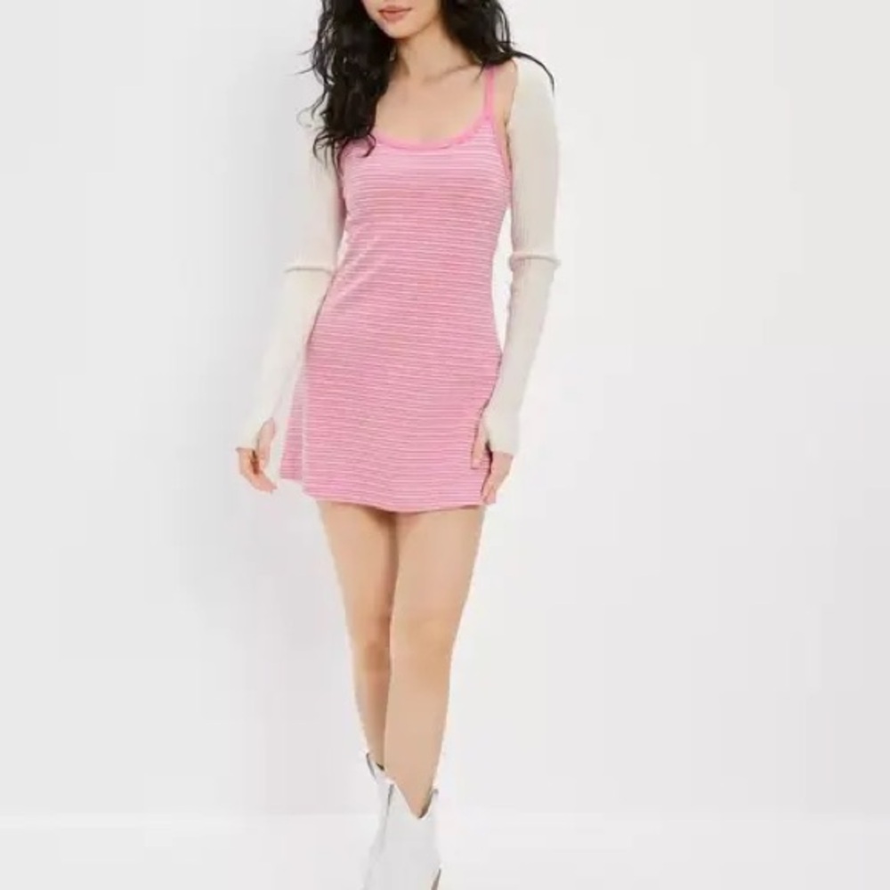 American Eagle Outfitters Pink and Cream Striped Top